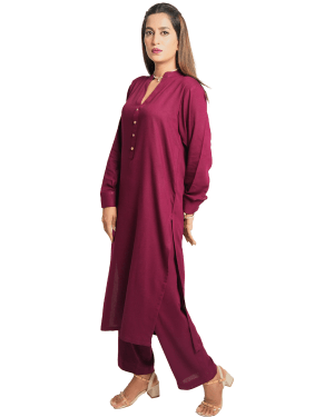 Cherry Red Solid Kurta Trouser